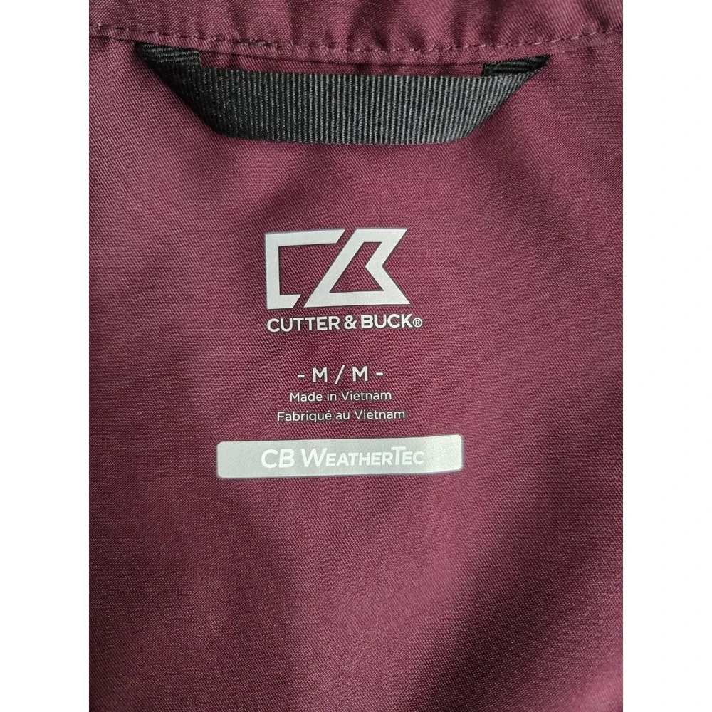 Cutter & Buck Men's M Maroon CB WeatherTec Beacon Full Zip‎ Lightweight Jacket